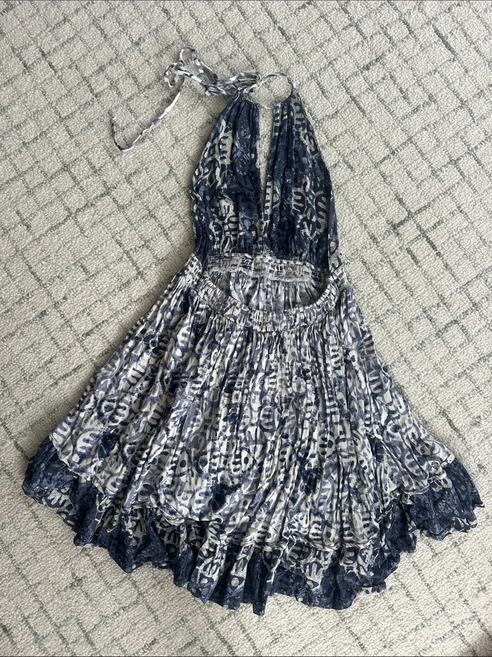 Free People Navy and White Backless Halter Dress - Picture 3 of 3